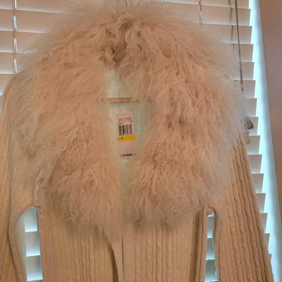 Michael Kors Mongolian shearling-trimmed cardigan - Picture 4 of 7